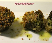 CARCIOFI RIPIENI CON PORRI PREZZEMOLO E MOZZARELLA